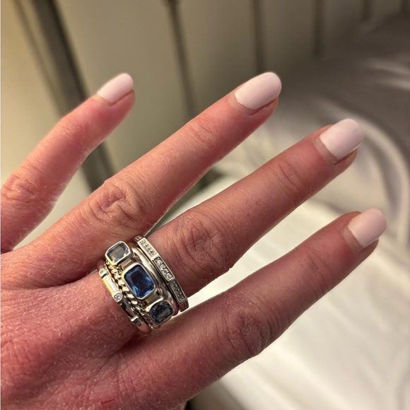 David Yurman London Blue Topaz Stax Five Row Ring - Picture 3 of 5